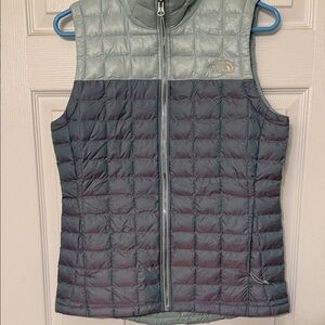 The North Face Two-Tone Quilted Vest in Gray and Teal